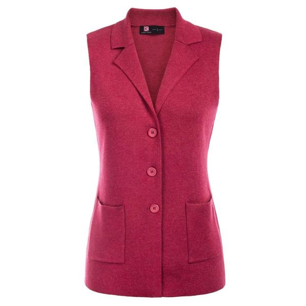 

women's knits & tees kate kasin women knitted cut-off vest sleeveless notch lapel blazer knitwear solid color spring autumn casual coat, White