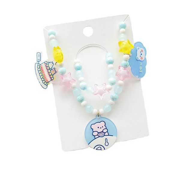 

girls necklaces pendants jewelry childrens accessories pure handmade little children's bracelet cartoon cake princess b9264, Red;brown