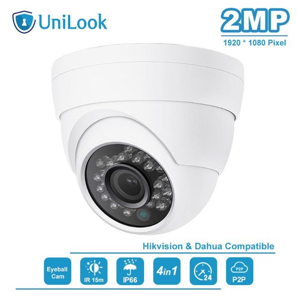 

cameras unilook 2mp 1080p wide angle (ahd tvi cvi 960h) indoor/outdoor dome cctv camera night vision waterproof eyeball cam az-ac3122w
