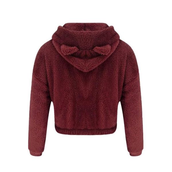 

women's hoodies & sweatshirts 4colors christmas sweatshirt for women cute velvet long sleeve hooded plush coat warm lady pullover solid, Black