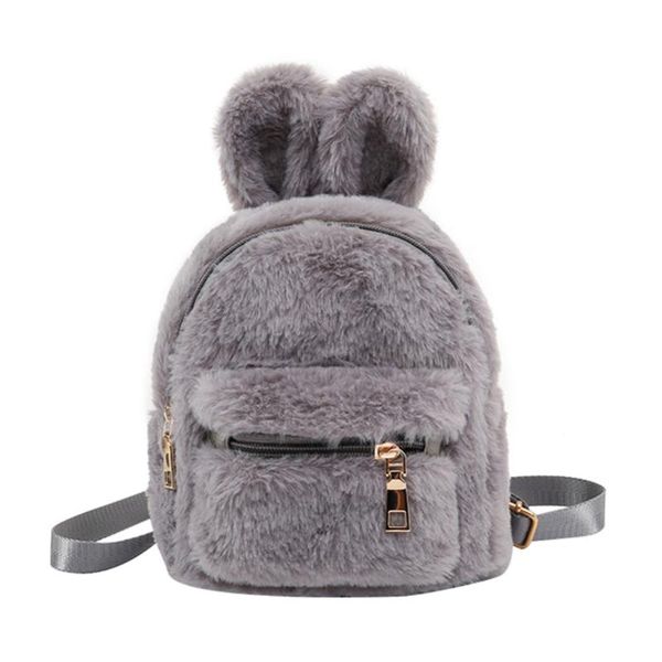 

backpack children school bag plush faux fur mini ears kids backpacks girls kindergarten shoulder