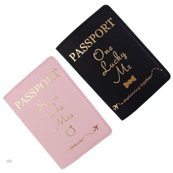 

card holders d0ud bride groom married wedding honeymoon leather passport case holder travel protector for women girls, Brown;gray