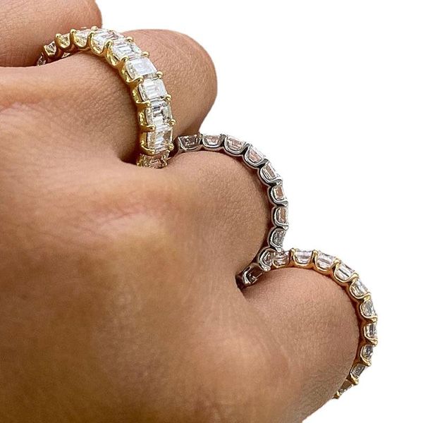 

wedding rings luxury micro paved square cubic zirconia promise love for women engagement jewelry drop ship ring summer, Slivery;golden