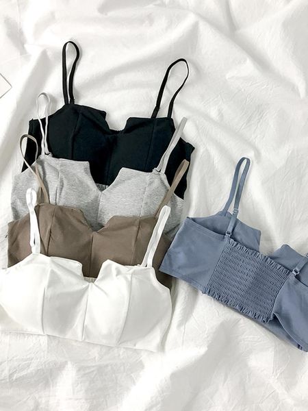 

women's tanks & camis anti-glitter summer underwear beauty back girl without underwire students gathered on the bra to support, White