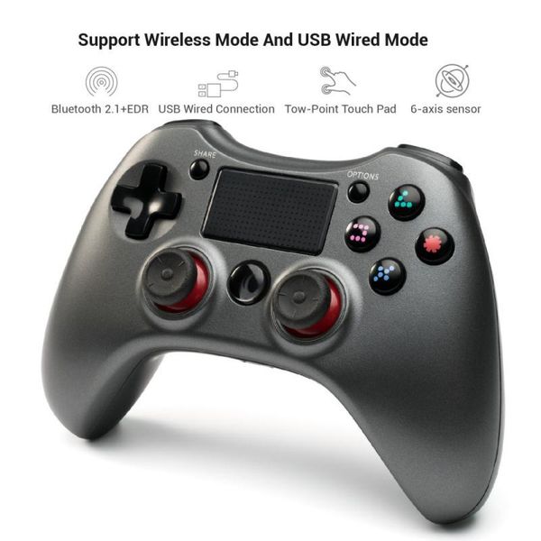 

game controllers & joysticks handle wireless controller gamepad with dual vibration for ps-4 ps3 tv box pc usb bult-in 600mah battery