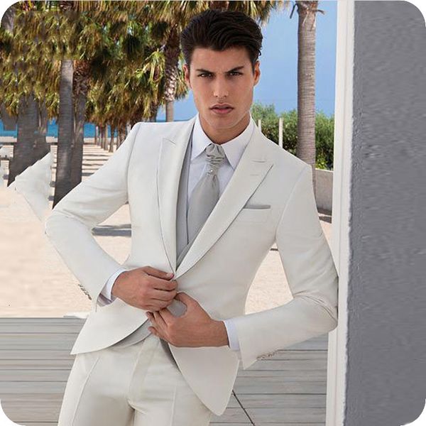 

men's suits & blazers beige classic for wedding grey vest peaked lapel tailored terno masculino slim fit groom tuxedo 3piece costu, White;black