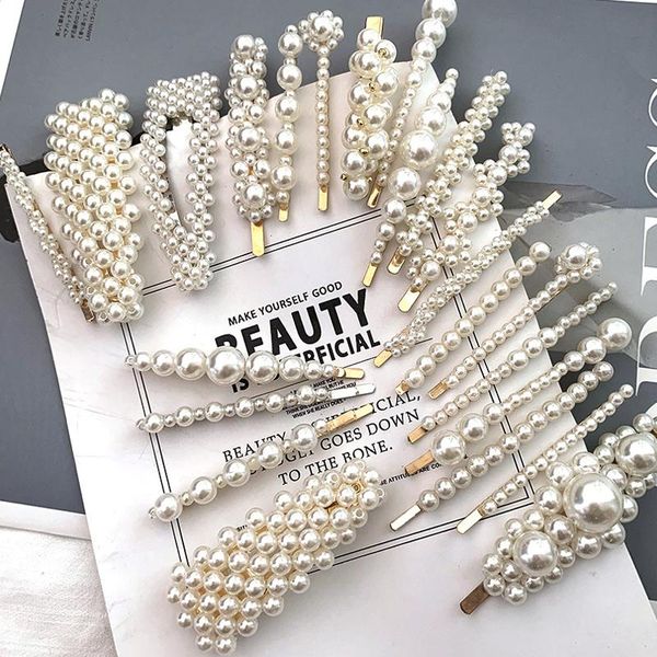 

hair accessories 3/5set senior style women imitation pearl hairpins fashion styling tools set clip girls headdress