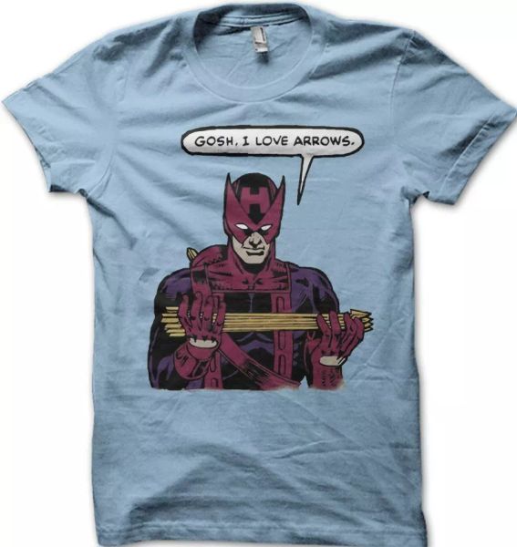 

hawkeye gosh i love arrows funny light blue t-shirt 9972, White;black