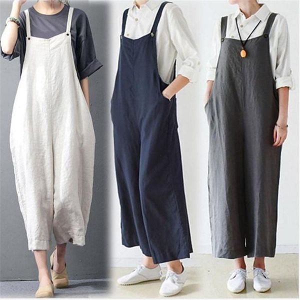 

lady autumn spring playsuit solid color casual wide-leg loose trousers jumpsuit women long pants rompers with pockets women's jumpsuits, Black;white
