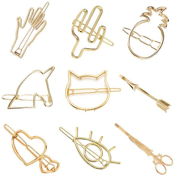 

hair clips & barrettes miss foursy retro simple geometric headdress fatima bright eye edge clip palm hairpin cactus pineapple for girl as gi, Golden;silver