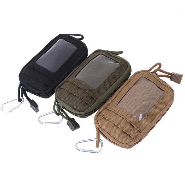 

tactical mini wallet card money key pack waist bag nylon with carabiner camping hiking outdoor waterproof belt small pouch wallets1, Red;black