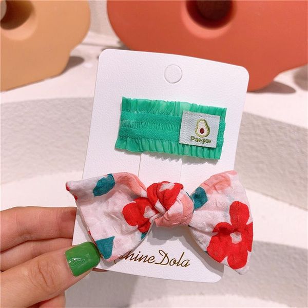 

hair accessories 2021 girls fabric flower clip fresh bow hairpin baby fruit bb headdress for children fashion, Slivery;white