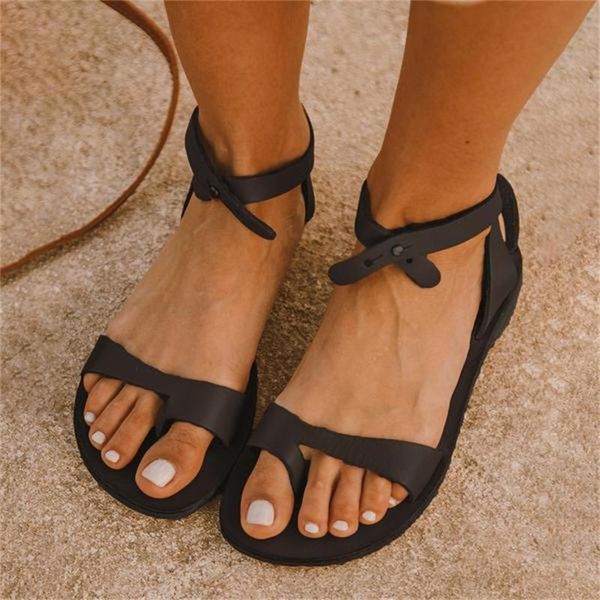 

women sandals womens open toe thong flip-flop clip flat buckle casual beach shoes sandalias de las mujeres, Black