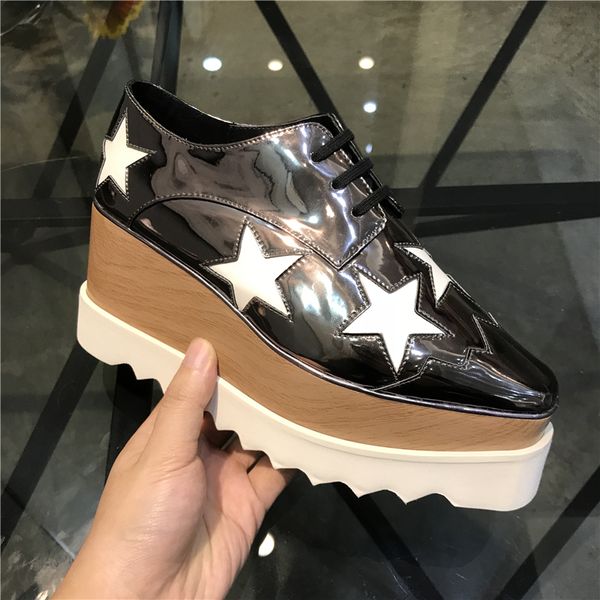 

real leather luxurys dress shoes square platform suede slope thick britt brushed star shoe derbys wedge elyse lace-up fashion boots, Black