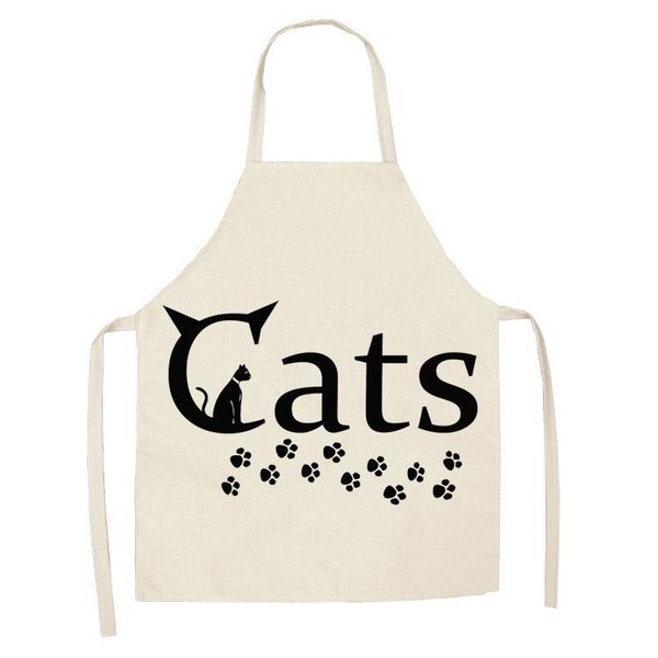 

cartoon cat cotton linen sleeveless aprons kitchen women home cooking baking waist bib