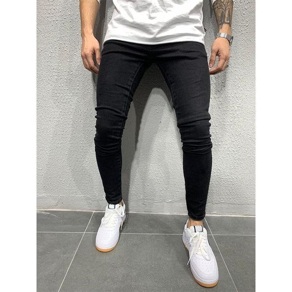 

men's jeans fashion casual jeans, european and american men elastic skinny gold classic four-color leggings, Blue