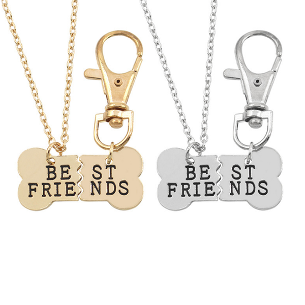 

pcs/set friends necklace women bff necklaces key chain friendship dog bones animal pendants choker pendant, Silver