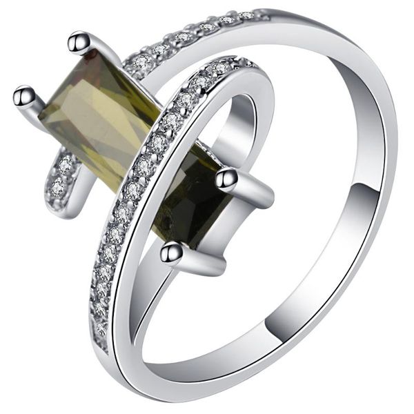

wedding rings ufooro unique brand design silver color ring brown crystal mirco zircon paved fashion jewelry for women wholesale, Slivery;golden
