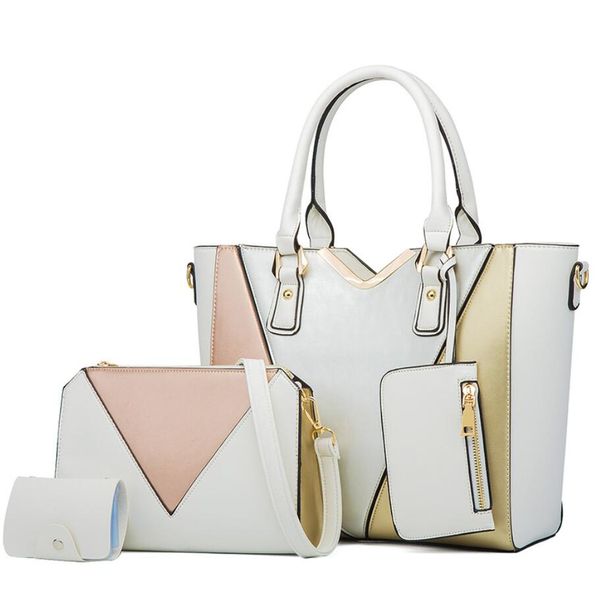 

fashion trend ladies handbag pu womens bags purse v-shaped color matching simple style design outdoor casual shoulder bag