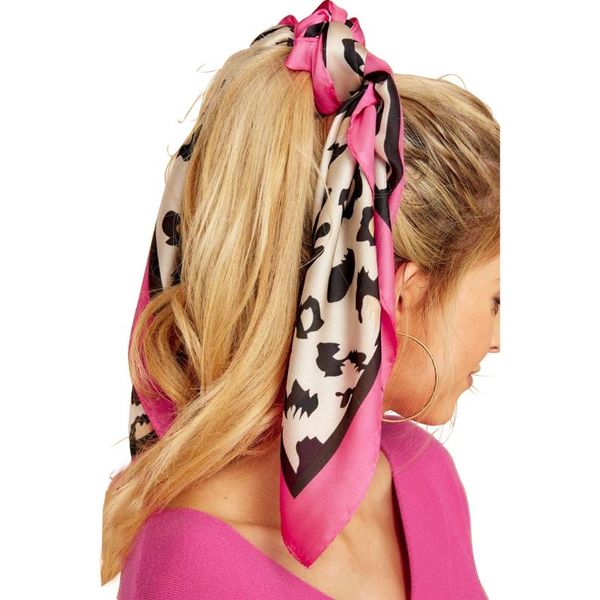 

scarves square silk women 70*70cm satin leopard print hijab scarf headband summer bandanas turban head wrap hair handkerchief, Blue;gray