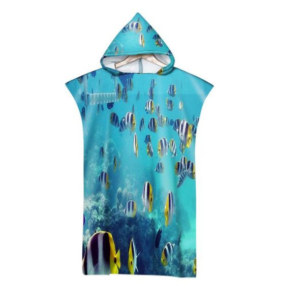

towel irisbell undersea world print summer hooded beach wearable spa sauna surf swim bath poncho