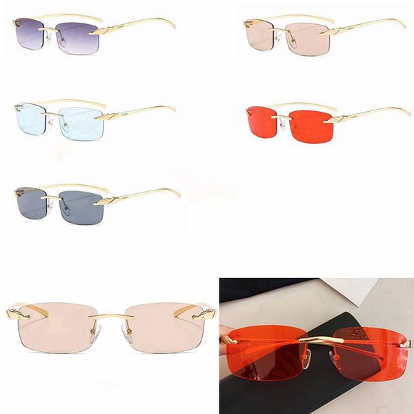 

rimless sunglasses ct0061 ladies mens fashion timeless classic square glasses uv 400 rice protection leopard designer with original box, White;black
