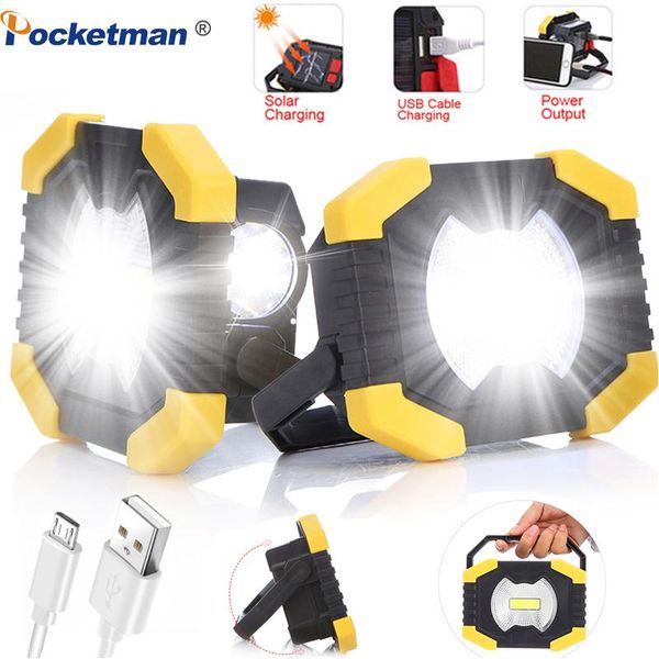 

cob+led solar work light 180 degree adjustable lamp spotlight built-in battery waterproof as power bank portable lanterns