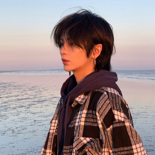 

red wolf tail wig, net natural mugil head short hair, Black