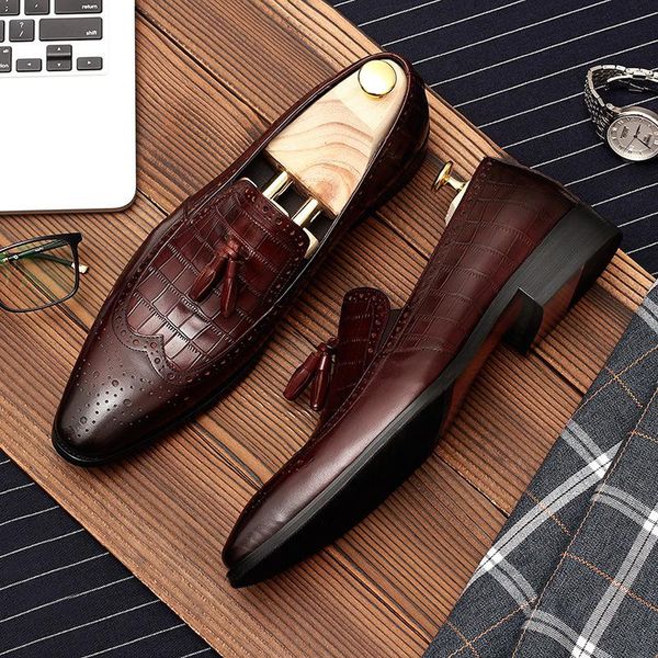 

shoes men's leather business dress layer genuine, Black