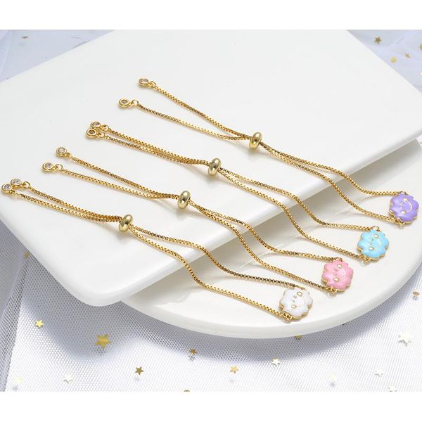 

link, chain zhukou gold cute cloud women bracelet adjustable summer enamel brass fashion jewelry wholesale vl114, Black
