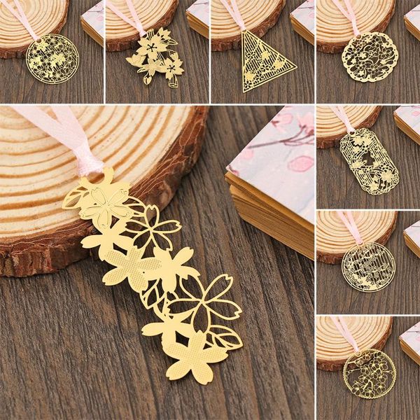 

chinese style metal bookmark tassel leaf apricot rose gold book markers brass clip stationery office school supplies