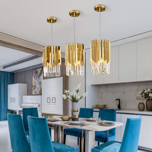 

modern gold led crystal chandelier round light suspension lamp dining room bedroom light fixtures kitchen island lustre