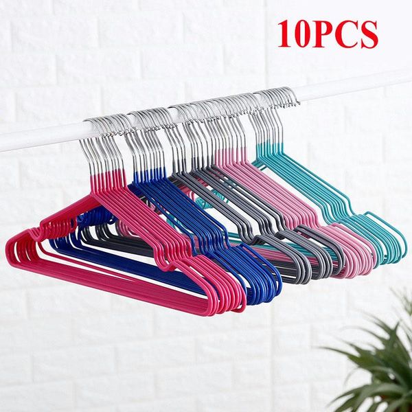 

10pcs/lot stainless clothing hanger racks portable household clothes dress organizer non-slip outdoor dry hanging rack hangers &
