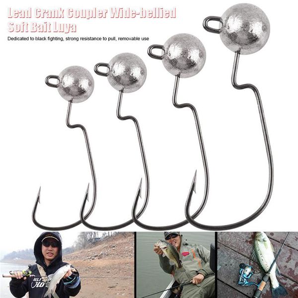 

fishing hooks 20pcs lead jig head hook weedless offset worm jt-889