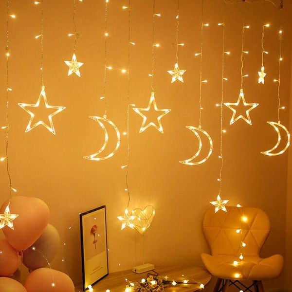 

party decoration 3.5m star moon string lights curtain valentines gifts wedding lamp 138 leds home supplies