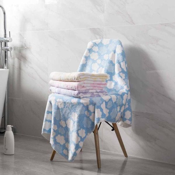 

towel 126x73cm cloud printed water absorbent polyester kids thicken bath household soft large 4 colors