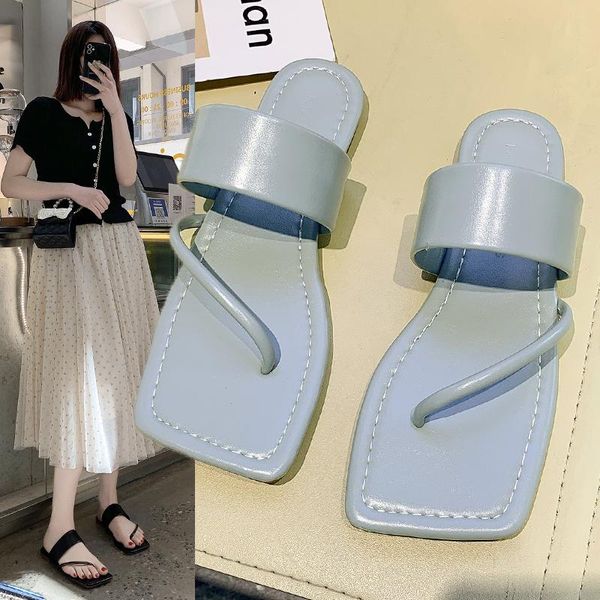 

sandals all-match comfort shoes for women luxury suit female beige summer heels square toe flip flops platform fashion 2021 blac, Black