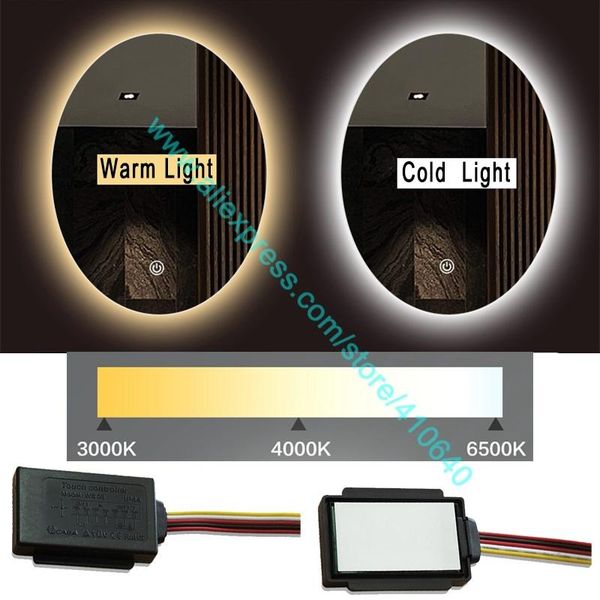 

smart home control 1 piece can adjust colder or warmer light colour bathroom led mirror touch dimmer sensor switch for cabinet