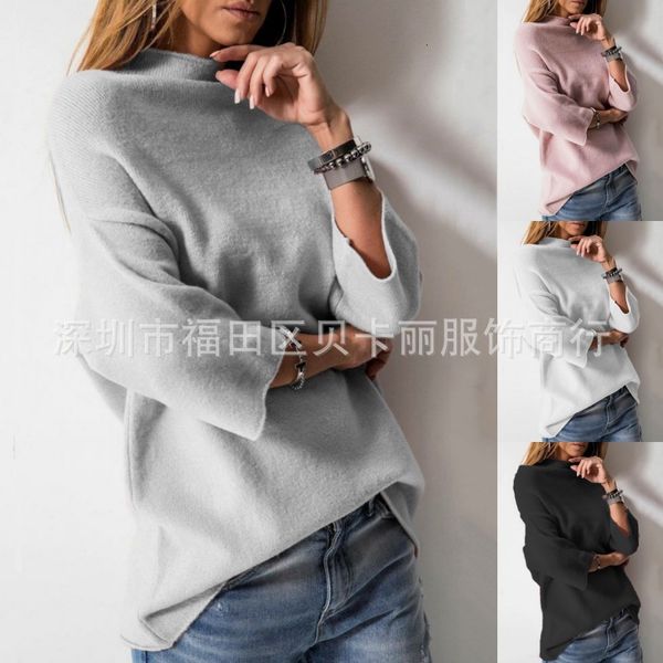 

casual 7 / 4 sleeve high neck psh sweater women's wear, White