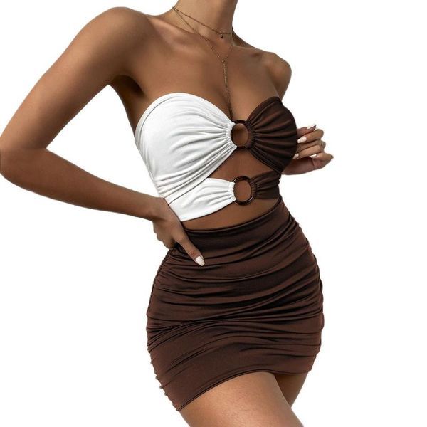 

casual dresses summer women off shoulder backless bodycon dress ruched hollow out sleeveless club party bandage tube, Black;gray