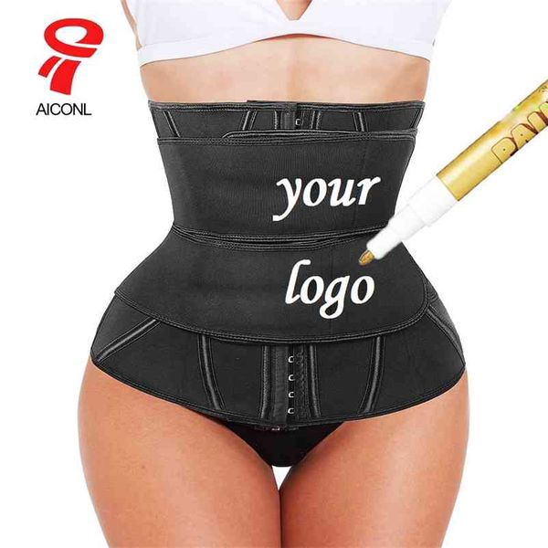 

women latex waist trainer body shaper sport belt slimming shaper tummy control strap sweat shapewear workout shaper corset 210810, Black;white