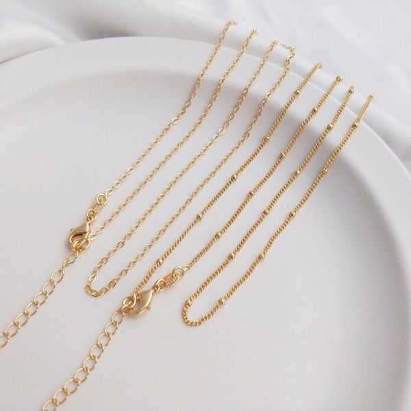 

chains one piece copper 14k gold plated jewelry women bead chain necklace for female girl chokers on the neck collares aesthetic gifts, Silver