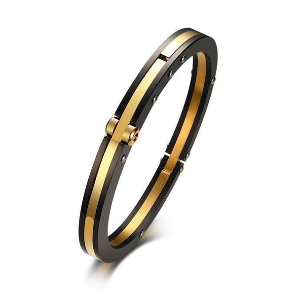 

cuff 7mm stylish closure bracelet for men bangle stainless steel classic simple male jewelry black &amp gold color bijoux, White