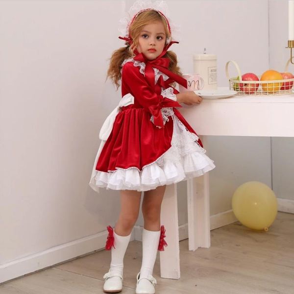 

girl's dresses 4 pcs spanish baby girls party dress 2 years girl birthday autumn winter christmas year little kids, Red;yellow