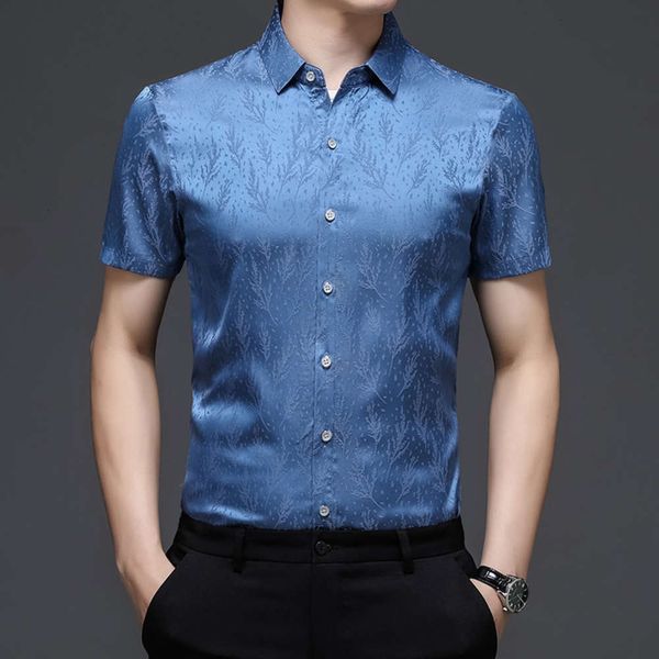 

men's casual shirts men's short sleeve middle-aged business casual loose mercerized no iron thin shirt dad wbnz, White;black