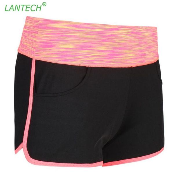 

running shorts lantech women jogging sports yoga sportswear run pocket fitness exercise gym clothes, Black;blue