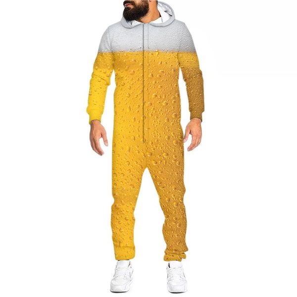

men's tracksuits fresh beer printed long-sleeved jumpsuits 3d print funny clothes harajuku trendy vogue comfortable it's time, Gray