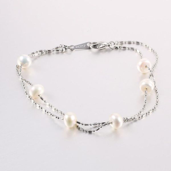 

charm bracelets 6-7mm real freshwater pearl for women, Golden;silver