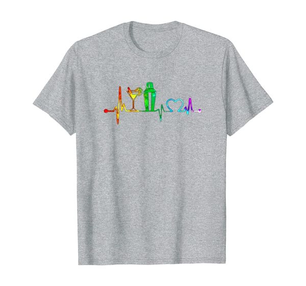 

funny bartender heartbeat t shirt, White;black