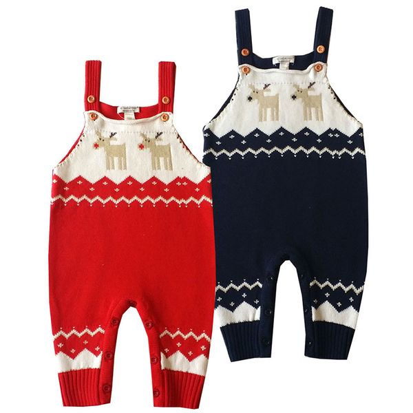 

christmas deer winter infant born baby boys girls knit rompers clothes year toddler braces jumpsuit 210429, Blue